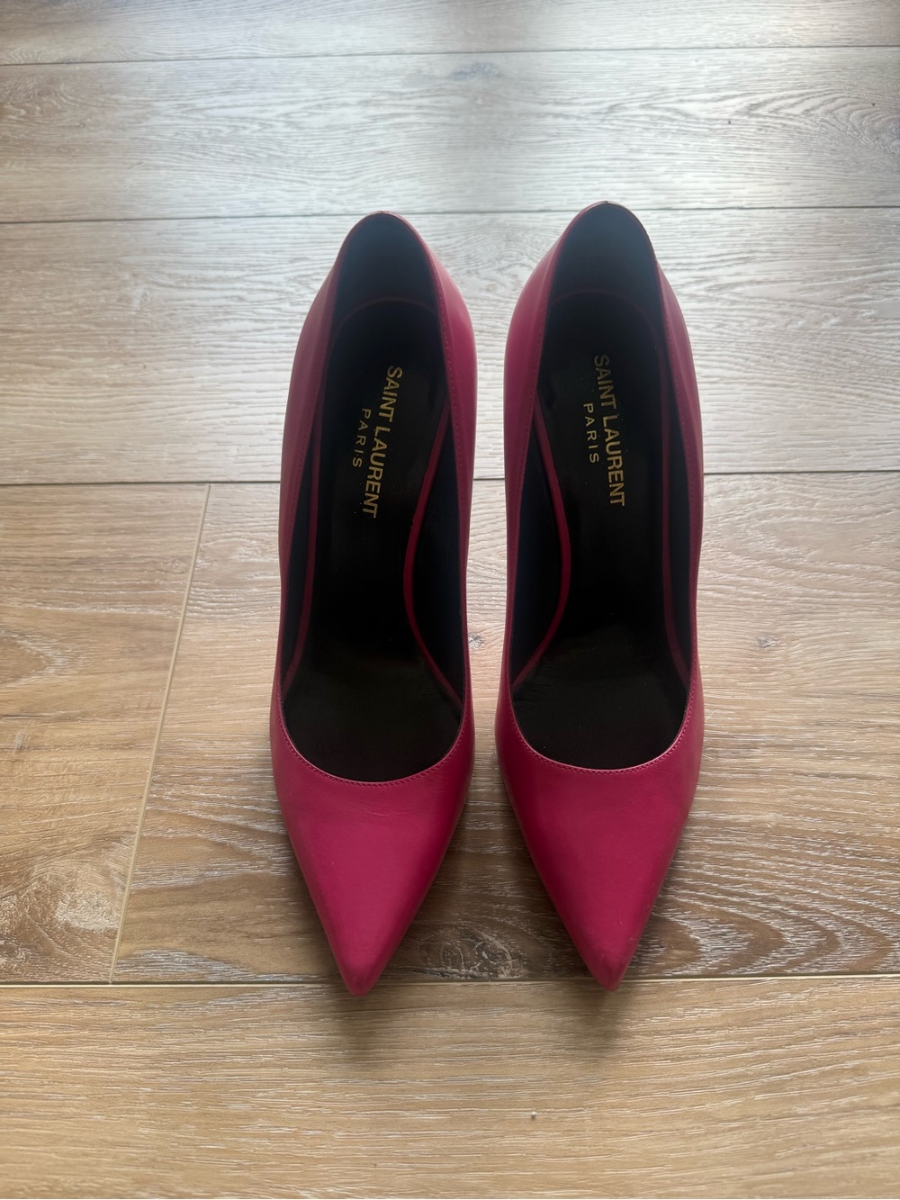 Saint Laurent Paris Pink Leather Pointed Toe Pumps | EU 37.5 / US 7.5